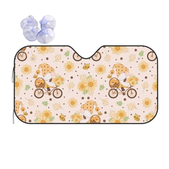 Disketp Windshield Sun Shade, Car Sun Shade For Front Window Cute Bee Gnome Sunshades Sun Visor Protector Blocks Uv Rays Foldable