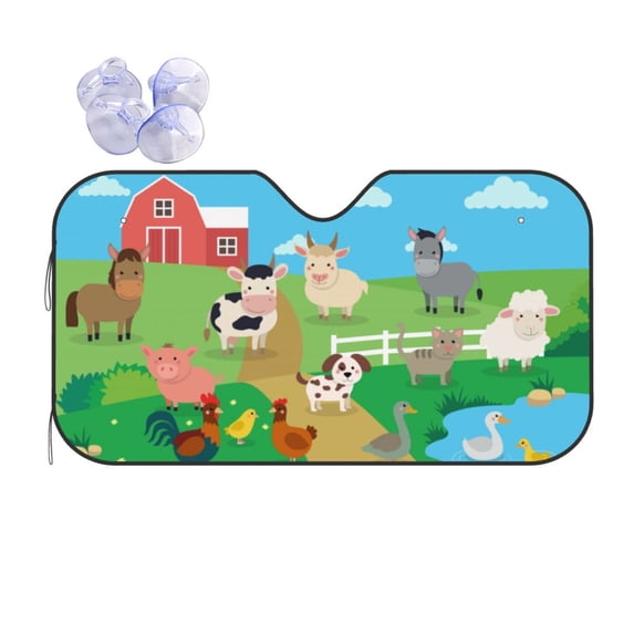 Disketp Windshield Sun Shade, Car Sun Shade For Front Window Farm Animals Sunshades Sun Visor Protector Blocks Uv Rays Foldable