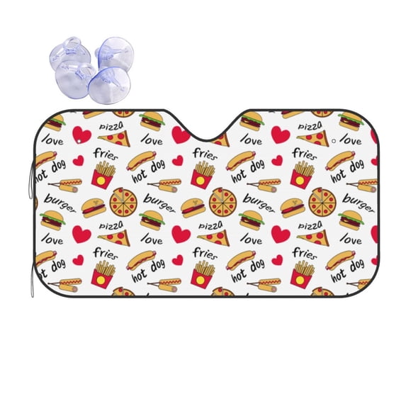 Disketp Windshield Sun Shade, Car Sun Shade For Front Window Fast Food Sunshades Sun Visor Protector Blocks Uv Rays Foldable