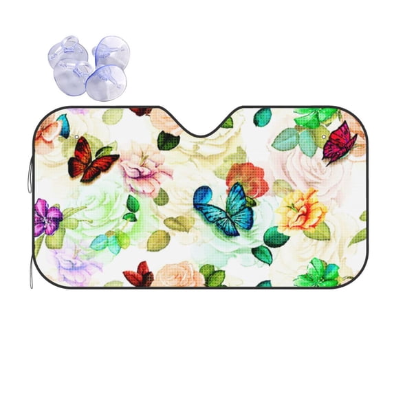 Disketp Windshield Sun Shade, Car Sun Shade For Front Window Floral Vintage Sunshades Sun Visor Protector Blocks Uv Rays Foldable