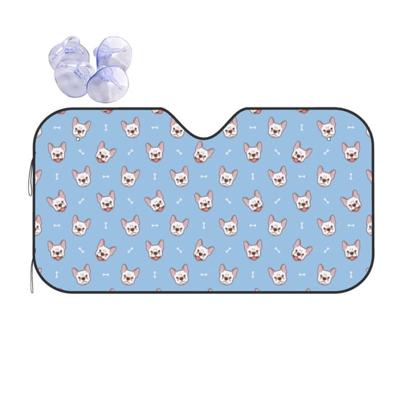 Disketp Windshield Sun Shade, Car Sun Shade For Front Window French Bulldog Head Sunshades Sun Visor Protector Blocks Uv Rays Foldable
