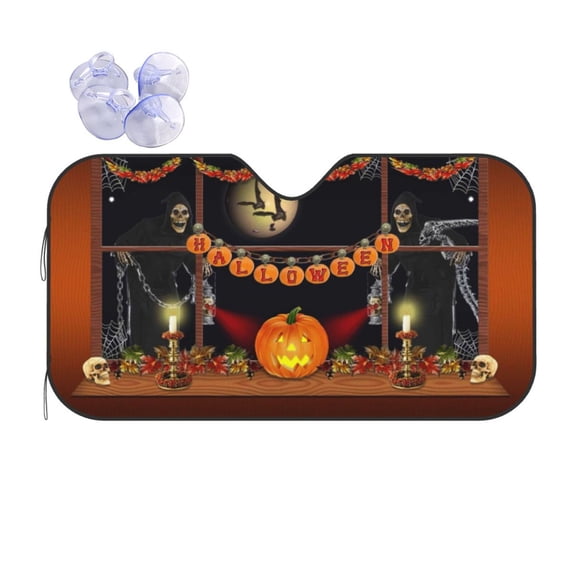 Disketp Windshield Sun Shade, Car Sun Shade For Front Window Halloween Decoration Sunshades Sun Visor Protector Blocks Uv Rays Foldable