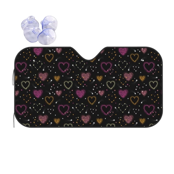 Disketp Windshield Sun Shade, Car Sun Shade For Front Window Heart And Stars Sunshades Sun Visor Protector Blocks Uv Rays Foldable