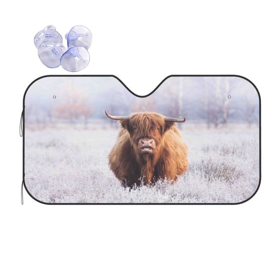 Disketp Windshield Sun Shade, Car Sun Shade For Front Window Highland Cow Sunshades Sun Visor Protector Blocks Uv Rays Foldable