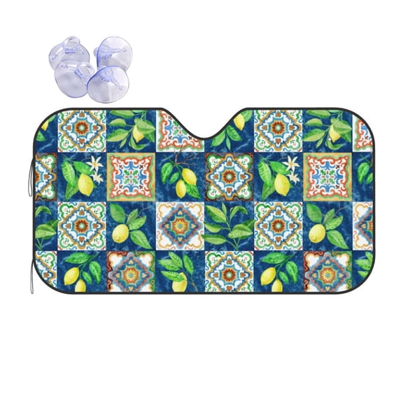 Disketp Windshield Sun Shade, Car Sun Shade For Front Window Lemon And Leaves Sunshades Sun Visor Protector Blocks Uv Rays Foldable
