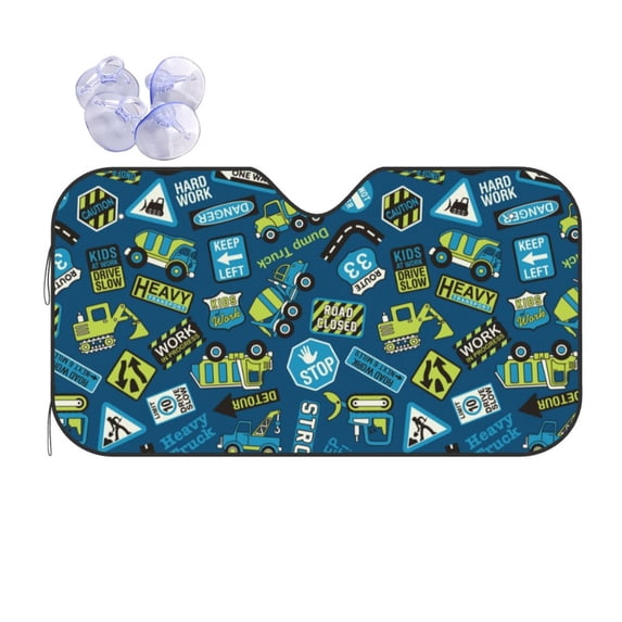 Disketp Windshield Sun Shade, Car Sun Shade For Front Window Machinery Road Construction Sunshades Sun Visor Protector Blocks Uv Rays Foldable