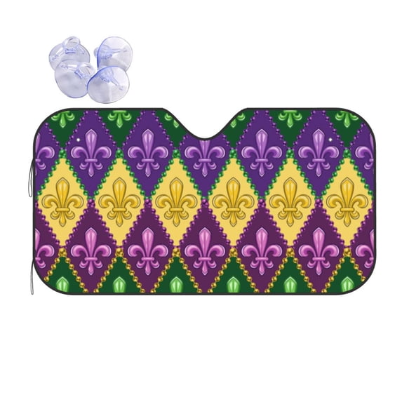 Disketp Windshield Sun Shade, Car Sun Shade For Front Window Mardi Gras4 Sunshades Sun Visor Protector Blocks Uv Rays Foldable