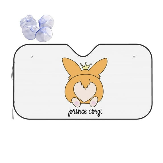 Disketp Windshield Sun Shade, Car Sun Shade For Front Window Prince Corgi Dog Sunshades Sun Visor Protector Blocks Uv Rays Foldable
