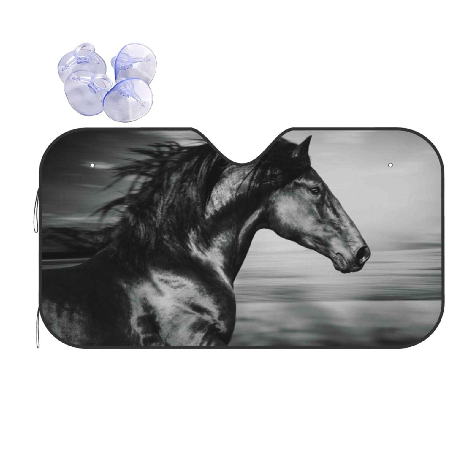 Horse Portrait Pattern Print Car Sun Shade