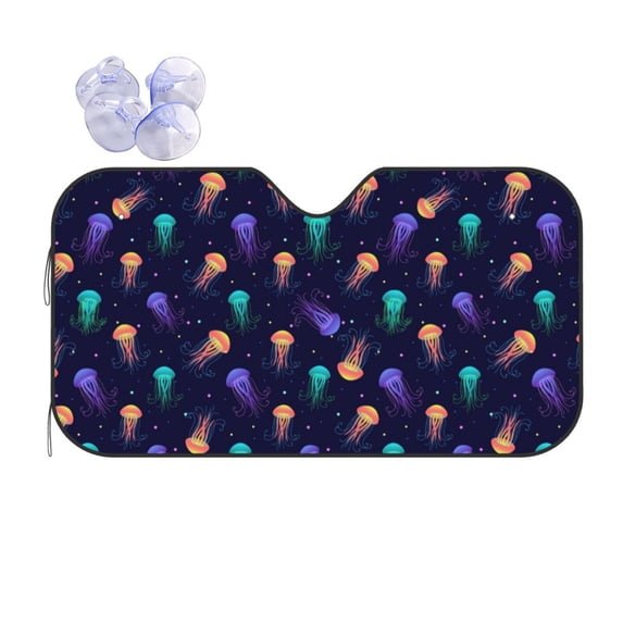 Disketp Windshield Sun Shade, Car Sun Shade For Front Window Sea Jellyfish Sunshades Sun Visor Protector Blocks Uv Rays Foldable
