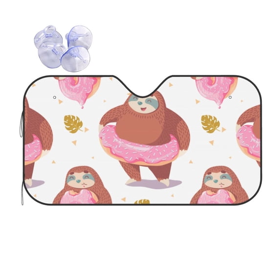 Disketp Windshield Sun Shade, Car Sun Shade For Front Window Sloth With Donuts1 Sunshades Sun Visor Protector Blocks Uv Rays Foldable