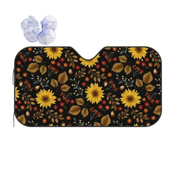 Disketp Windshield Sun Shade, Car Sun Shade For Front Window Sunflowers Leaves Sunshades Sun Visor Protector Blocks Uv Rays Foldable
