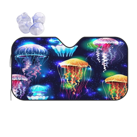 Disketp Windshield Sun Shade, Car Sun Shade For Front Window Transparent Jellyfishes Sunshades Sun Visor Protector Blocks Uv Rays Foldable