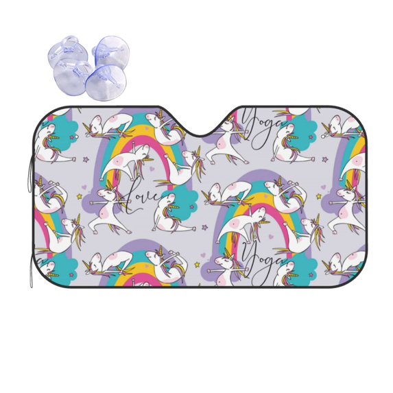 Disketp Windshield Sun Shade, Car Sun Shade For Front Window Unicorn Doingyoga Sunshades Sun Visor Protector Blocks Uv Rays Foldable