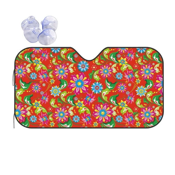 Disketp Windshield Sun Shade, Car Sun Shade For Front Window Vector Mexican Otomi Style Bright Sunshades Sun Visor Protector Blocks Uv Rays Foldable