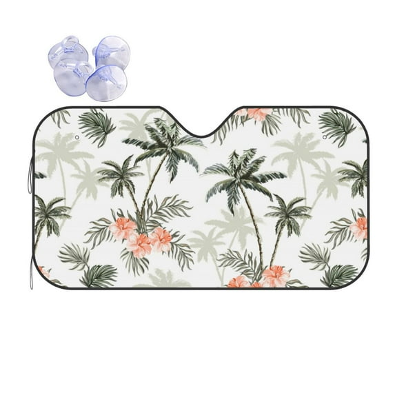 Disketp Windshield Sun Shade, Car Sun Shade For Front Window Vintage Palm Trees Sunshades Sun Visor Protector Blocks Uv Rays Foldable