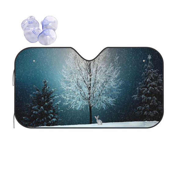 Disketp Windshield Sun Shade, Car Sun Shade For Front Window Winter Rabbit Sunshades Sun Visor Protector Blocks Uv Rays Foldable