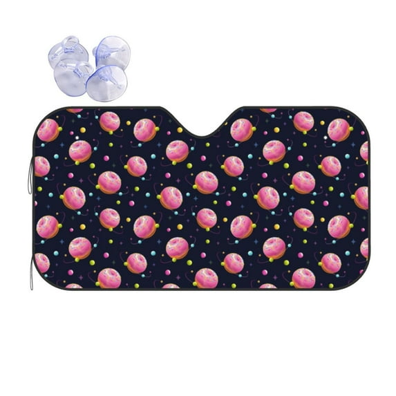 Disketp Windshield Sun Shade, Car Sun Shade for Front Window Cartoon Donut Planets Sunshades Sun Visor Protector Blocks UV Rays Foldable