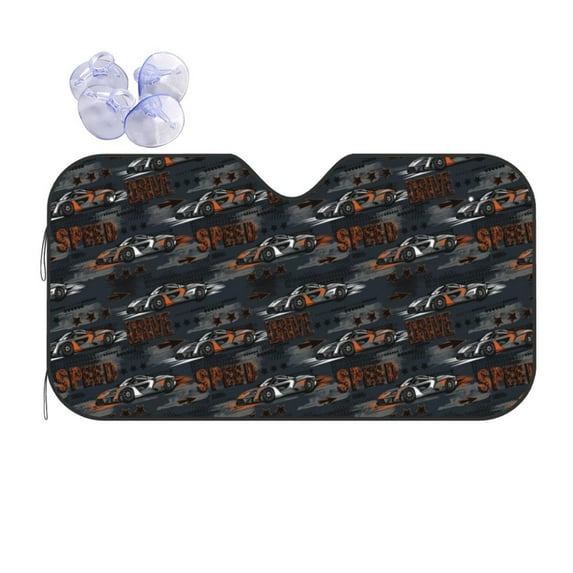 Disketp Windshield Sun Shade, Car Sun Shade for Front Window Cool Sports Car Sunshades Sun Visor Protector Blocks UV Rays Foldable
