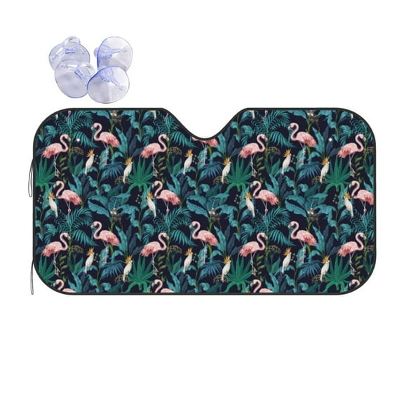 Disketp Windshield Sun Shade, Car Sun Shade for Front Window Flamingos And Birds Sunshades Sun Visor Protector Blocks UV Rays Foldable