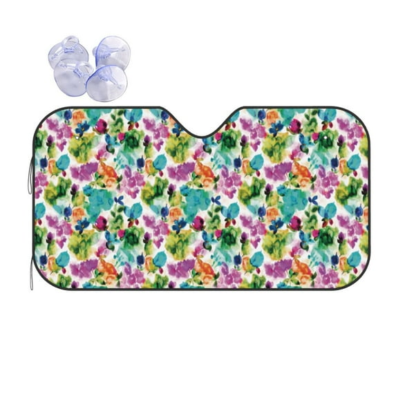 Disketp Windshield Sun Shade, Car Sun Shade for Front Window Watercolor Flowers Sunshades Sun Visor Protector Blocks UV Rays Foldable