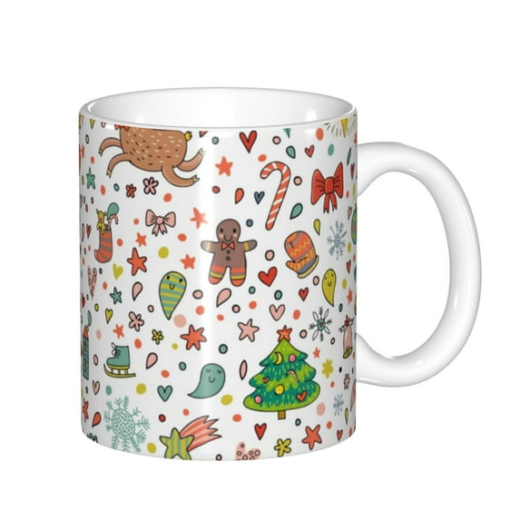 Disketp Winter Christmas And New Year Deer Large Coffee Mug with Handle Tea Cup Novelty Coffee Cup for Men Women Office Work