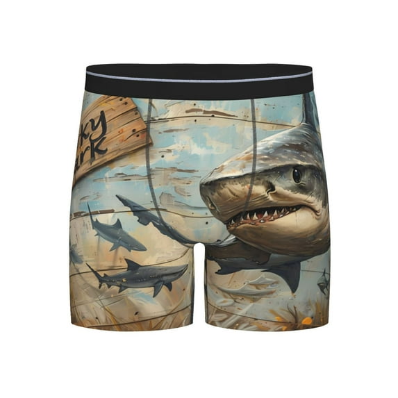 Disketp Wood Grain Shark Men's Boxer Briefs Men’s Underwear Boxer Briefs for Men