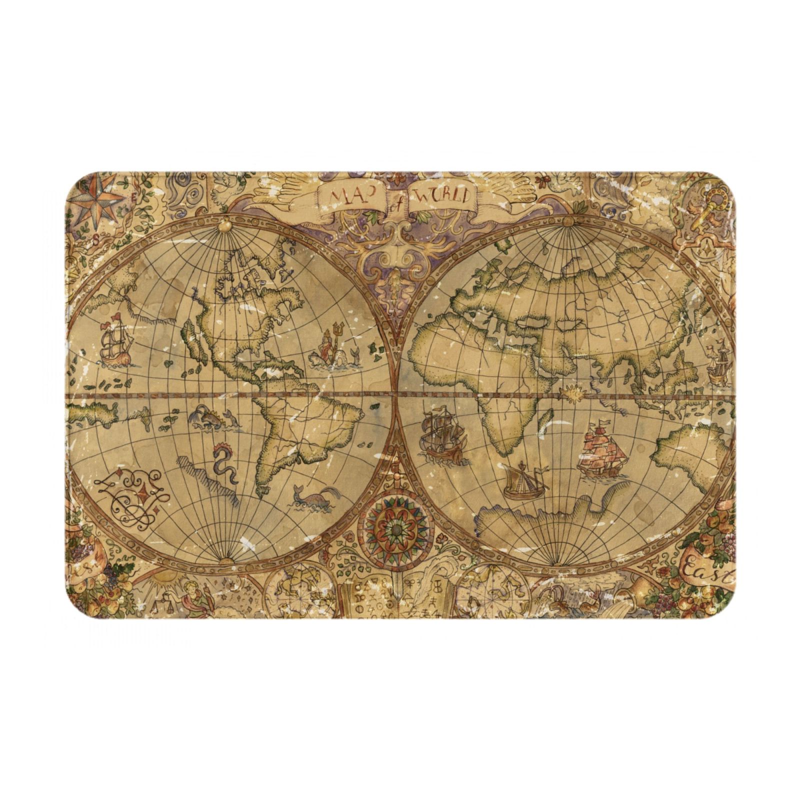 Disketp World Map1 Mat For Front Door Outside - Doormat Outdoor ...