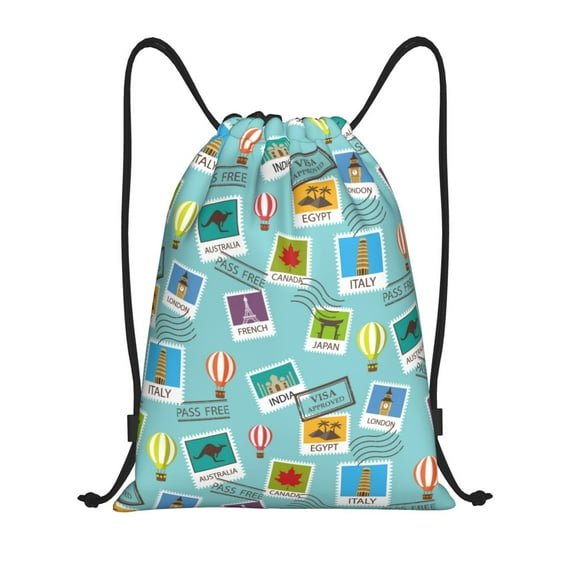 Disketp World Travel1 Drawstring Backpack Drawstring Gym Bags Draw String Bags for Sports, Gym, Travel, Swimming, Beach-Small
