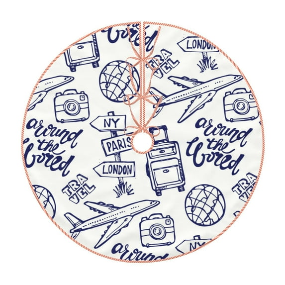 Disketp World Travel2 Christmas Tree Skirt, Christmas Tree Decorations, Christmas Decor, Tree Mat Decoration(30-48IN)-36"