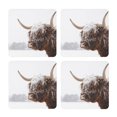Disketp Yak MDF Cork Coaster 4 Pcs Absorbent Beverage Coasters for