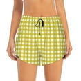 thumbnail image 1 of Disketp Yellow Checkboard Print Women's Shorts Workout Shorts for Athletic Gym Running Shorts with Phone Pockets Medium, 1 of 8