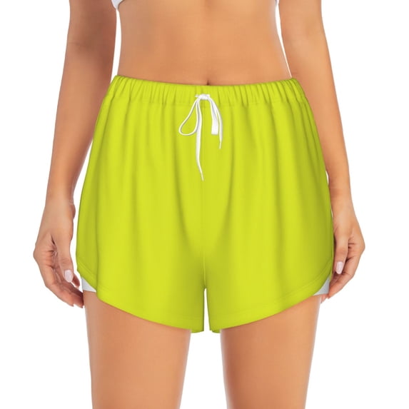 Disketp Yellow Print Women's Shorts Workout Shorts for Athletic Gym Running Shorts with Phone Pockets Large