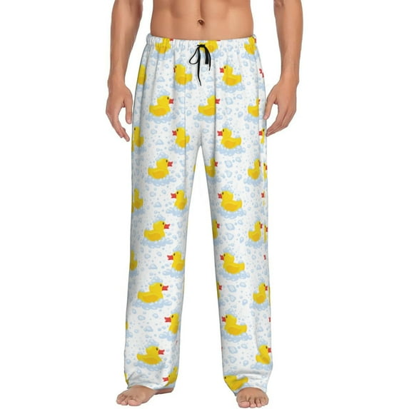 Disketp Yellow Rubber Duck Men's Pajama Pants - Ultra Soft Fleece Sleep and Lounge Pants (Size: S-XXL)-