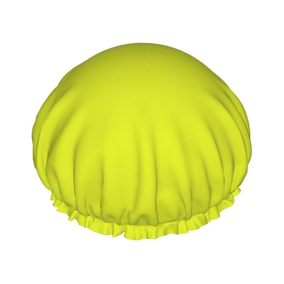 Disketp Yellow Shower Caps,Reusable Shower Cap For Women, Double Layer Waterproof Hair Cap, Large Size For All Hair Lengths,For Girls Spa Home Salon Use
