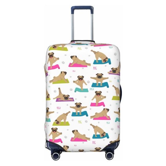 Disketp Yoga Dogs Poses Elastic Travel Luggage Cover Travel Suitcase Protective Cover For Trunk Case Apply To 18''-32'' Suitcase Cover (Luggage not included)-X-Large
