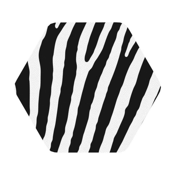 Disketp Zebra Funny Coasters,6 Pcs Leather Coasters With Holder, Perfect Housewarming Hostess Gifts,Protect Furniture From Water Marks Scratch And Damage