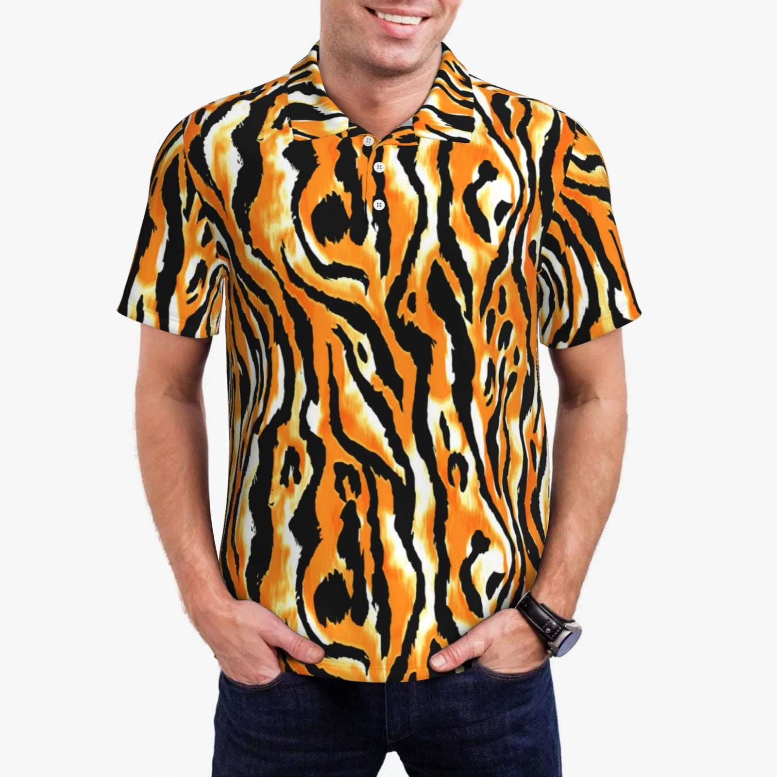 Leopard Zebra Print Men's Golf Shirts