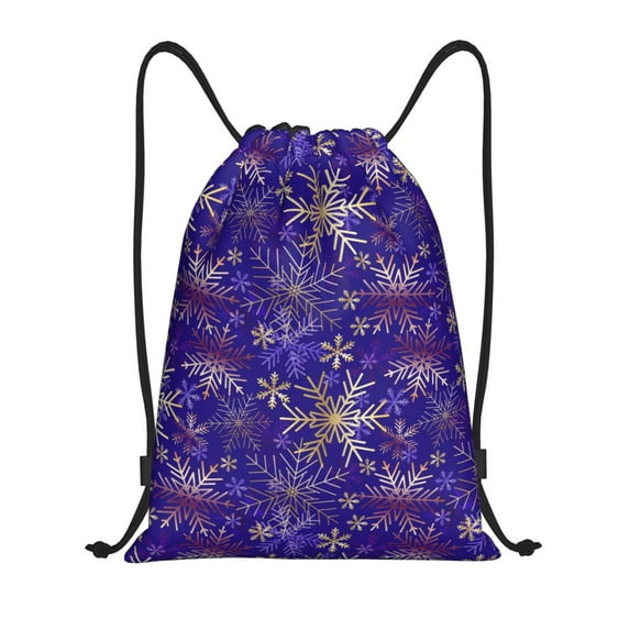 Disketp blue purple Snowflake Drawstring Backpack Drawstring Gym Bags Draw String Bags for Sports, Gym, Travel, Swimming, Beach-Medium