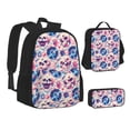 thumbnail image 1 of Disketp blue record rock Skull Large Capacity Backpack Lunch Bag Pencil Case Combination 3 Piece Set for Student, 1 of 7