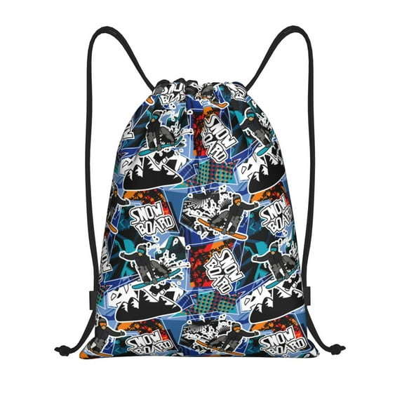 Disketp colorful snow board Drawstring Backpack Drawstring Gym Bags Draw String Bags for Sports, Gym, Travel, Swimming, Beach-Small