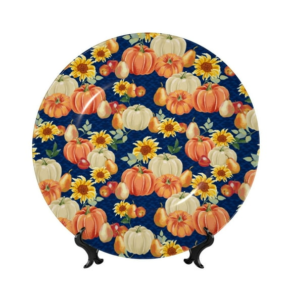 Disketp fall Pumpkin Daisy Ceramic Plate Dinner Plates Bone China Decorative Plates Art Ceramic Ornaments for Wall Hanging Decoration -6in