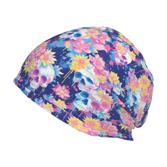 Disketp graffiti style Skull flower Unisex Knit Hats Beanies Hats for Men Women Winter Beanies Men's Women's Knit Cuffed Beanies Hats Beanie