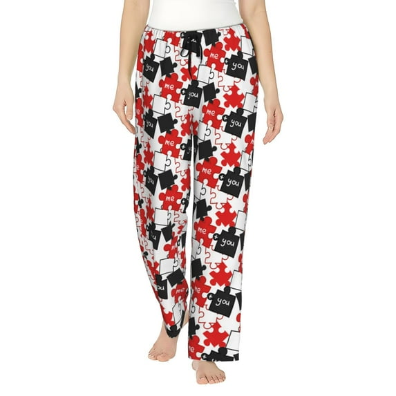Disketp puzzle elements with the words me you for Women's Pajama Pants - Ultra Soft Fleece Sleep and Lounge Pants (Size: S-3XL)-Medium