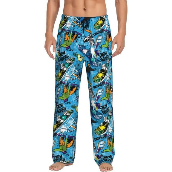 Disketp snow board blue Men's Pajama Pants - Ultra Soft Fleece Sleep and Lounge Pants (Size: S-XXL)-