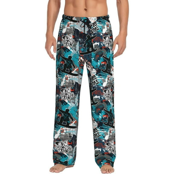 Disketp snow board colorful Men's Pajama Pants - Ultra Soft Fleece Sleep and Lounge Pants (Size: S-XXL)-