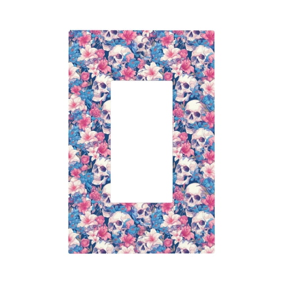 Disketp white flower Skull blue Decorative Light Switch or Outlet Wall Plate with Safety Cover-Style U
