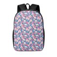 Disketp white flower Skull blue School Backpack, Lightweight Basic