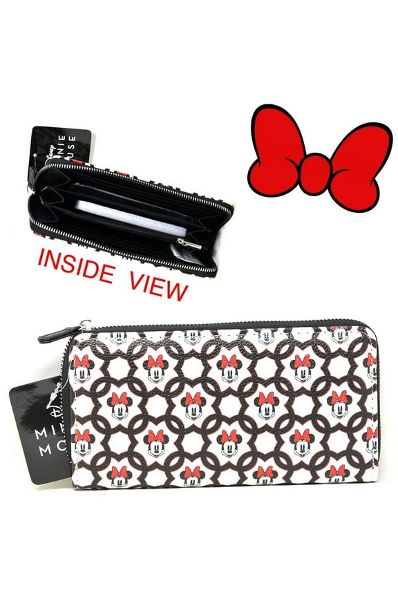 1 Zipper, 8 Card Female Minnie Mouse Wallet for Kids