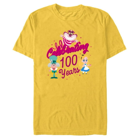 Disney 100 Alice in Wonderland Celebrating 100 Years D100 - Short Sleeve Blended T-Shirt for Adults - Customized-Yellow